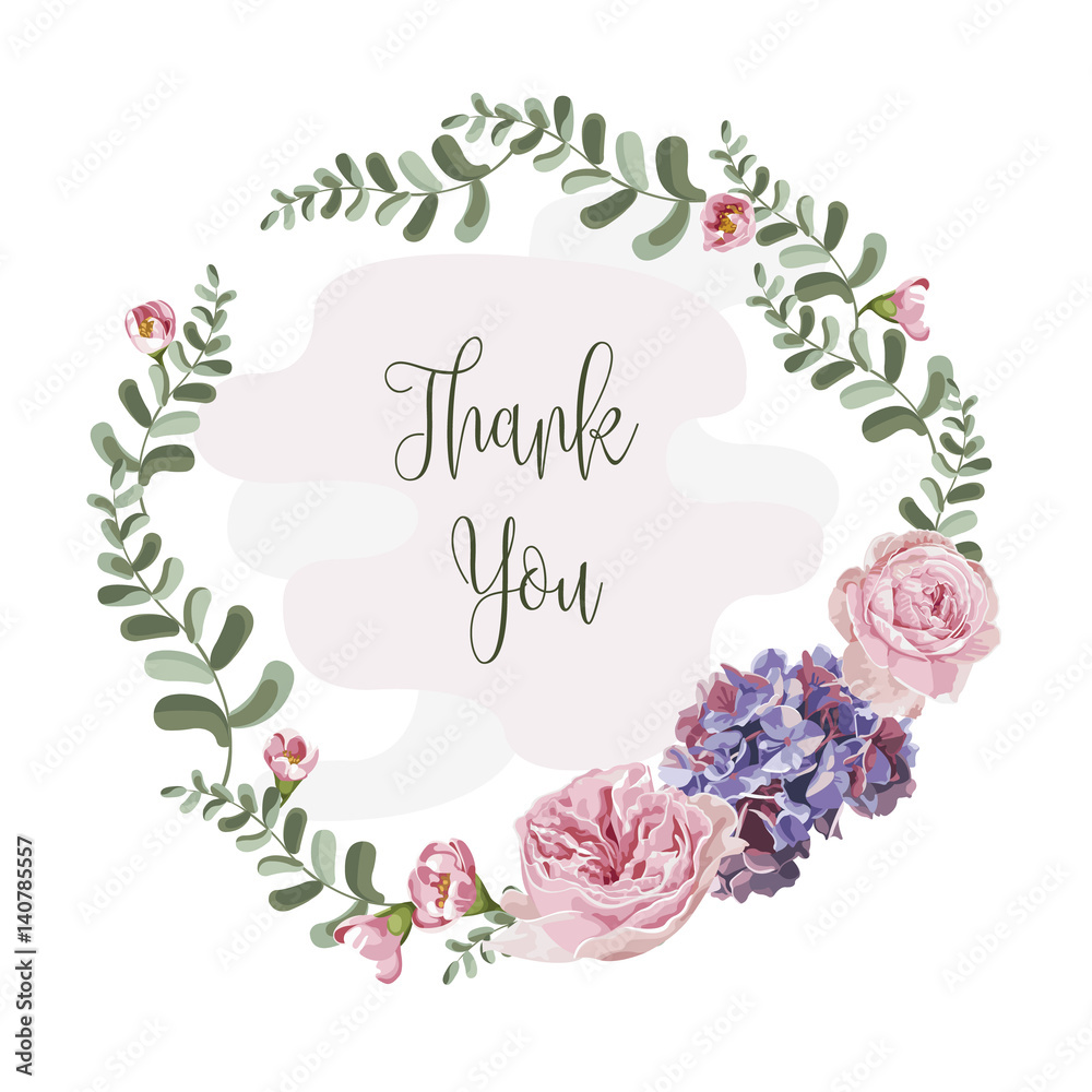 Wreath of flowers in romantic with white background vector