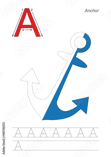 Half trace game for letter A. Anchor.