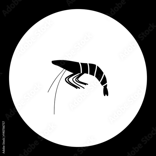 black shrimp or prawn sea food simple isolated icon eps10