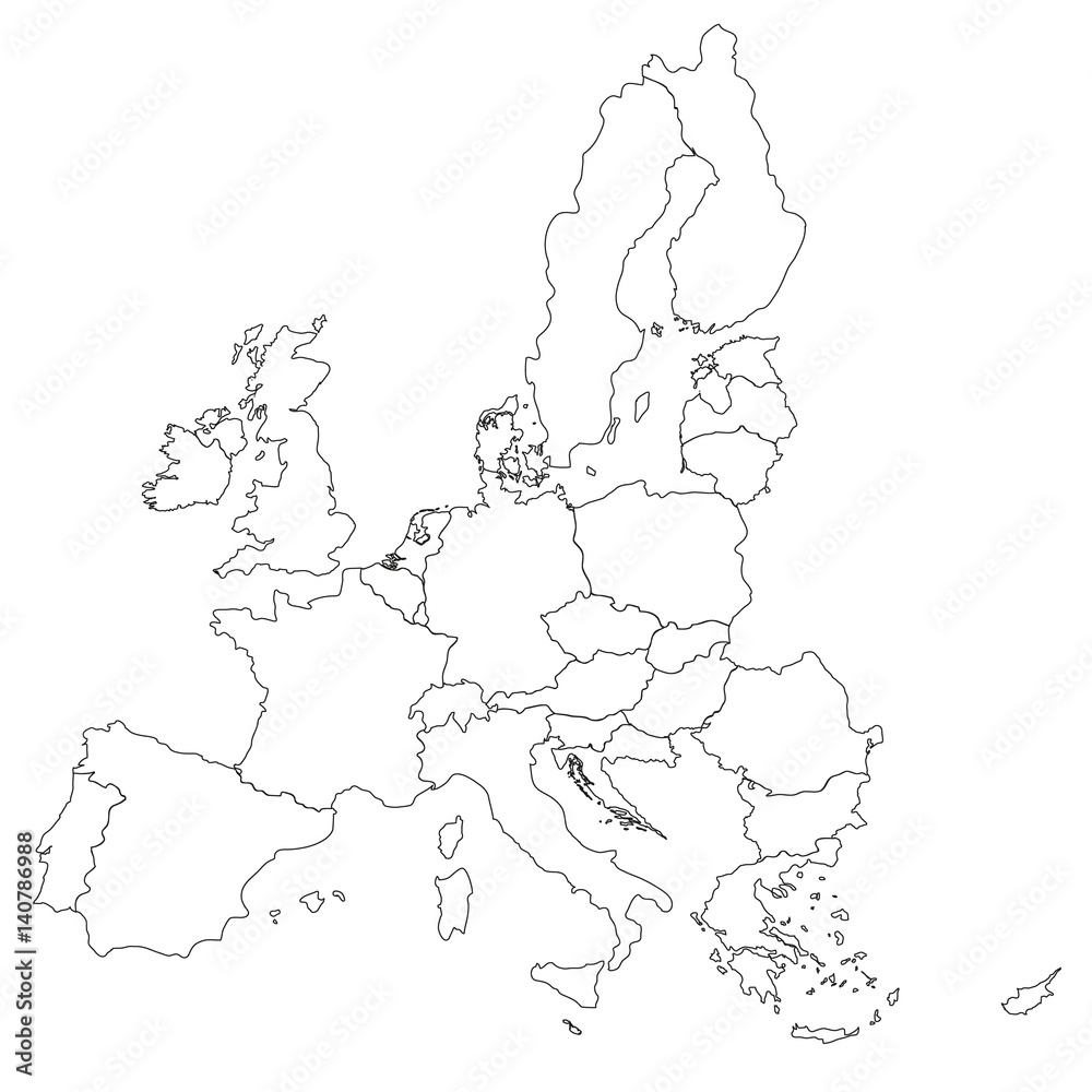 Simple All European Union Countries In One Outline Map Eps10 Stock simple-all-european-union-countries-in-one-outline-map-eps10-stock
