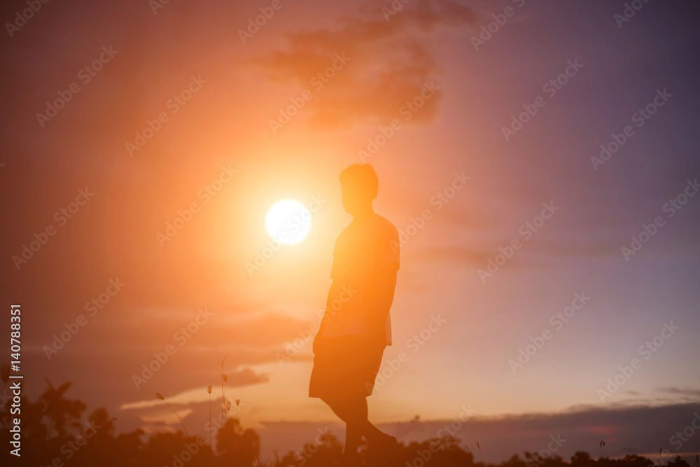 Man in the sunset 