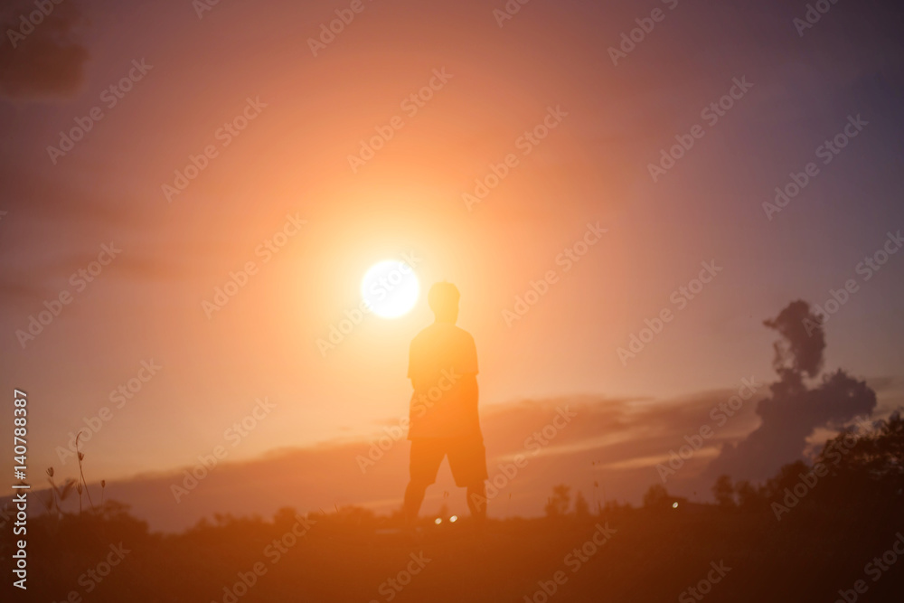 Fototapeta premium Man in the sunset 