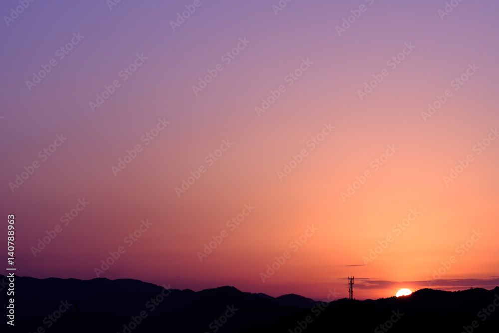 Dawn mountains' silhouette Dawn mountains' silhouette