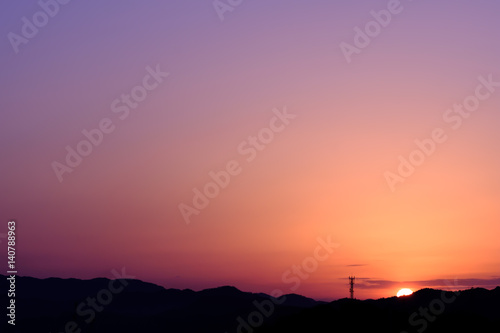 Dawn mountains  silhouette