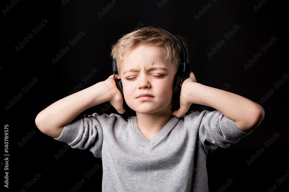 Little boy in headphones Little boy in headphones