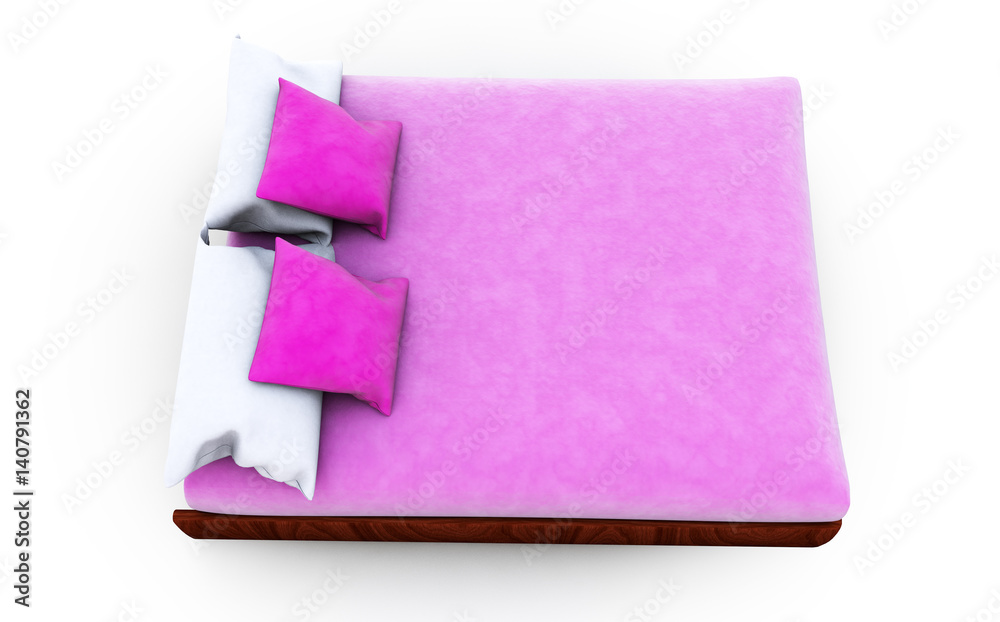 White Bed Mattress isolated on white background 3D render White Bed Mattress isolated on white background 3D render