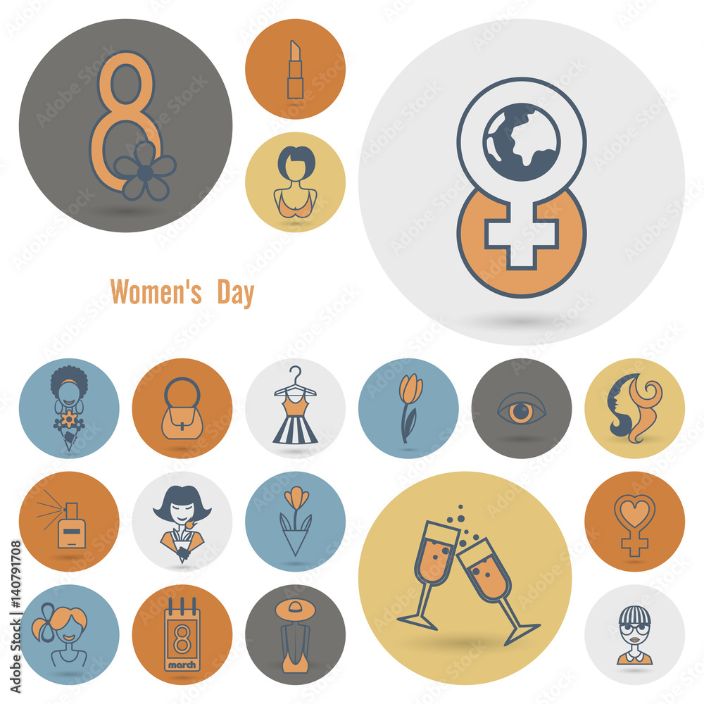 Womans Day Icon Set Womans Day Icon Set