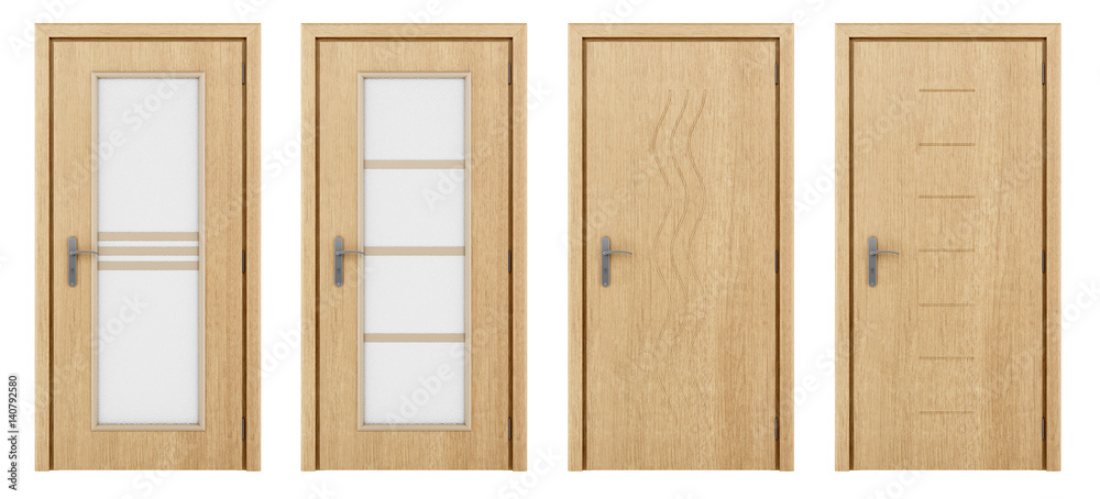 Fototapeta premium wooden door isolated on white background