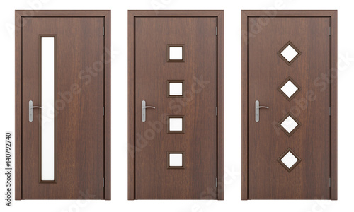 wooden door isolated on white background