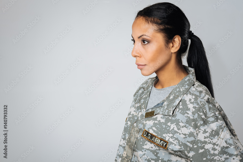 Resolute woman showing off her beautiful face Resolute woman showing off her beautiful face