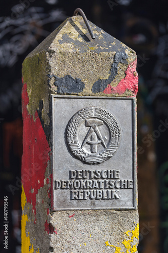 Canvas Print old east berlin ddr border sign in berlin germany