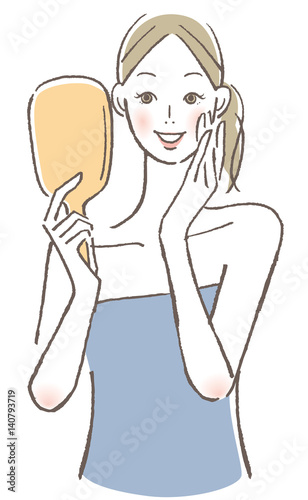 手鏡　チェック　女性