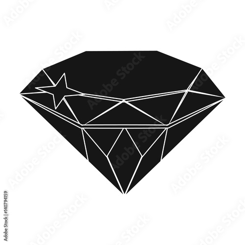 Gem diamond. A valuable prize in the casino.Kasino single icon in black style vector symbol stock illustration.