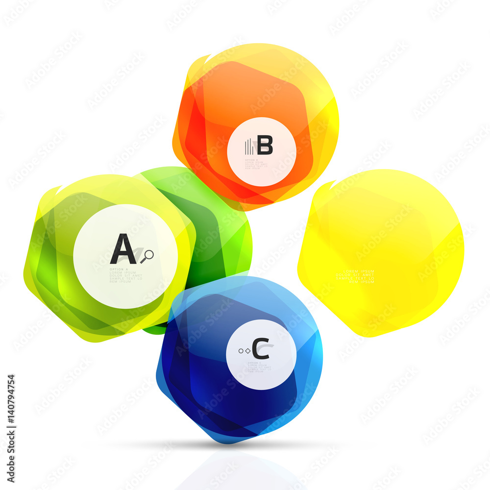 Shiny hexagons with infographics options Shiny hexagons with infographics options