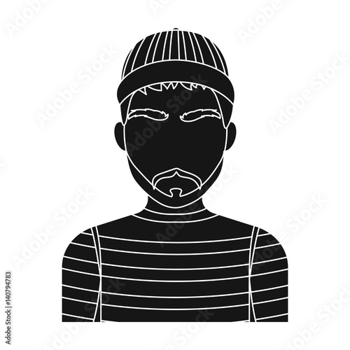 Prisoner in the prison robe. The offender is punished.Prison single icon in black style vector symbol stock illustration.