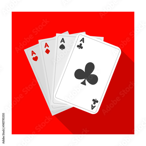 Playing plastic cards for playing poker in the casino. A popular game in the casino.Kasino single icon in flat style vector symbol stock illustration. photo