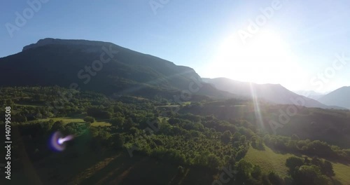 Aerial scenic majestic Céüze cliff and forest alps mountains 