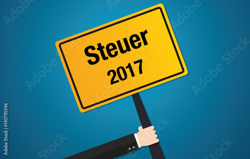 Steuer 2017 Schild Flat Design