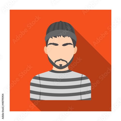 Prisoner in the prison robe. The offender is punished.Prison single icon in flat style vector symbol stock illustration.