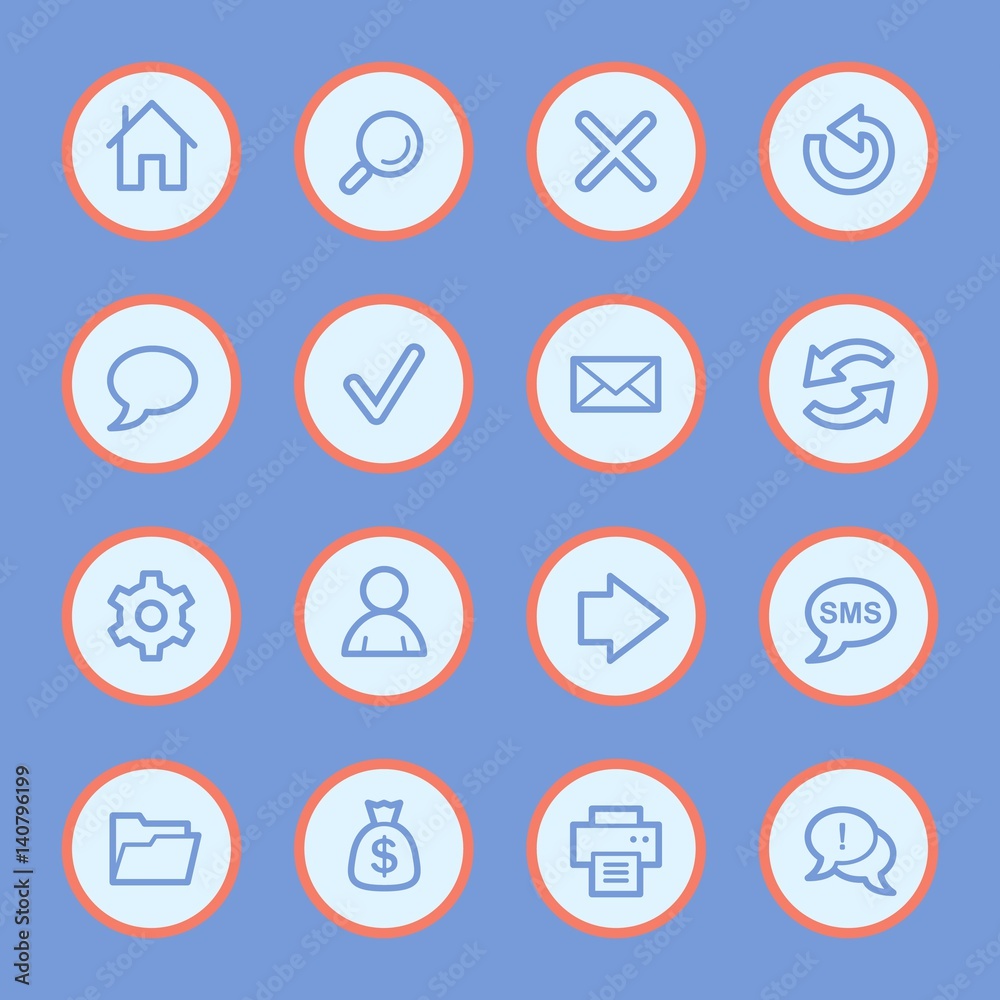 Web and internet, home and search, folder and print, arrows and recycling, web vector icons set Web and internet, home and search, folder and print, arrows and recycling, web vector icons set