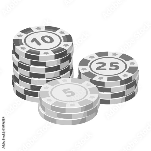 Playing chips. The settlement coin in the casino.Kasino single icon in monochrome style vector symbol stock illustration.