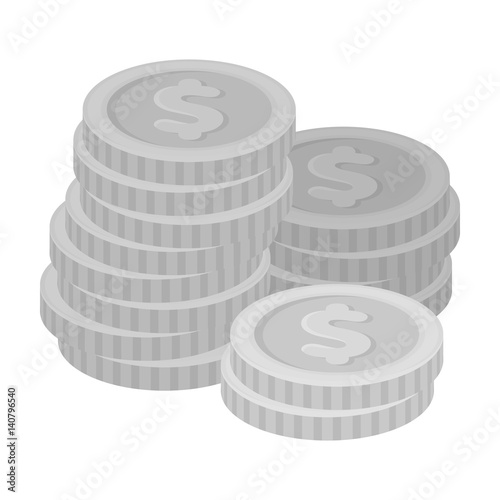 A pile of coins for reckoning in a casino. Gambling.Kasino single icon in monochrome style vector symbol stock illustration.