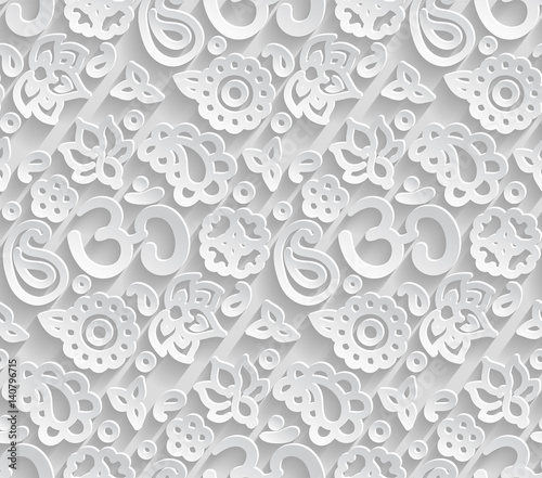 Paper 3D OM seamless pattern