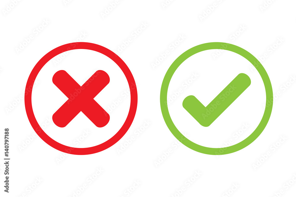 Tick cross wrong vector icon design . Tick cross wrong vector icon design .