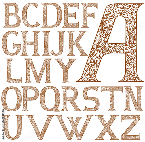 Paisley henna alphabet full