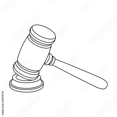 Judge wooden hammer. Hammer for deducing the verdict to the criminal.Prison single icon in outline style vector symbol stock illustration.