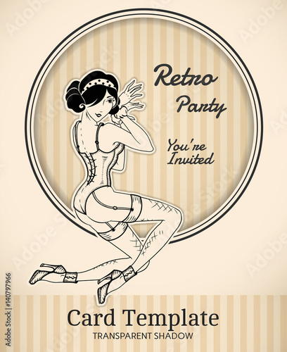 Vector retro pin-up woman illustration
