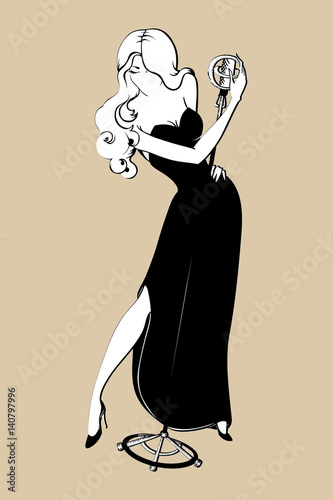 Retro singing lady