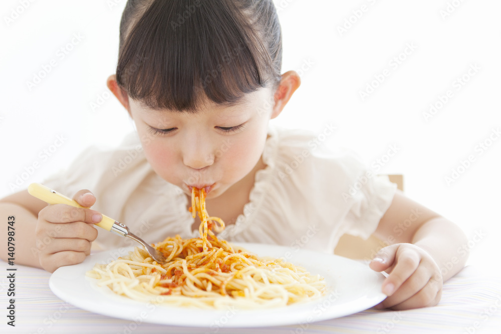 A girl having a meal