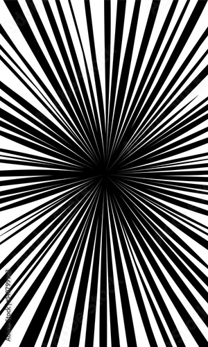 Comic book black and white radial lines background. Manga speed frame design element. Graphic explosion vector illustration for smartphone screen.