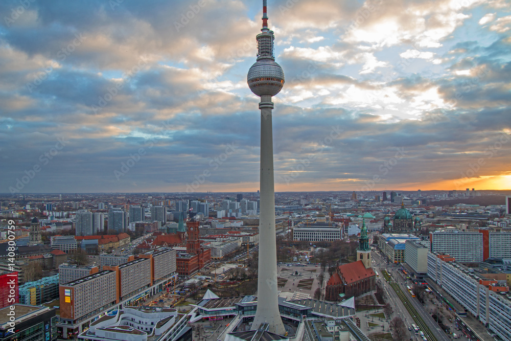 Fototapeta premium Berlin Panorama Alex Abend
