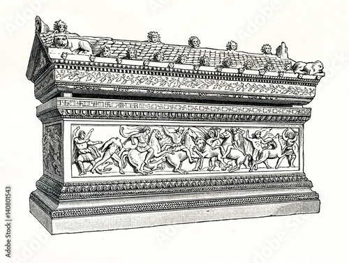 Canvas Print Alexander Sarcophagus (from Meyers Lexikon, 1895, 7/832/833)
