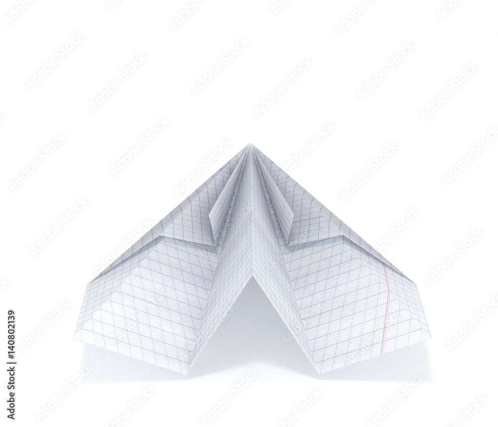 paper plane made with graph paper isolated on white background 3d paper plane made with graph paper isolated on white background 3d