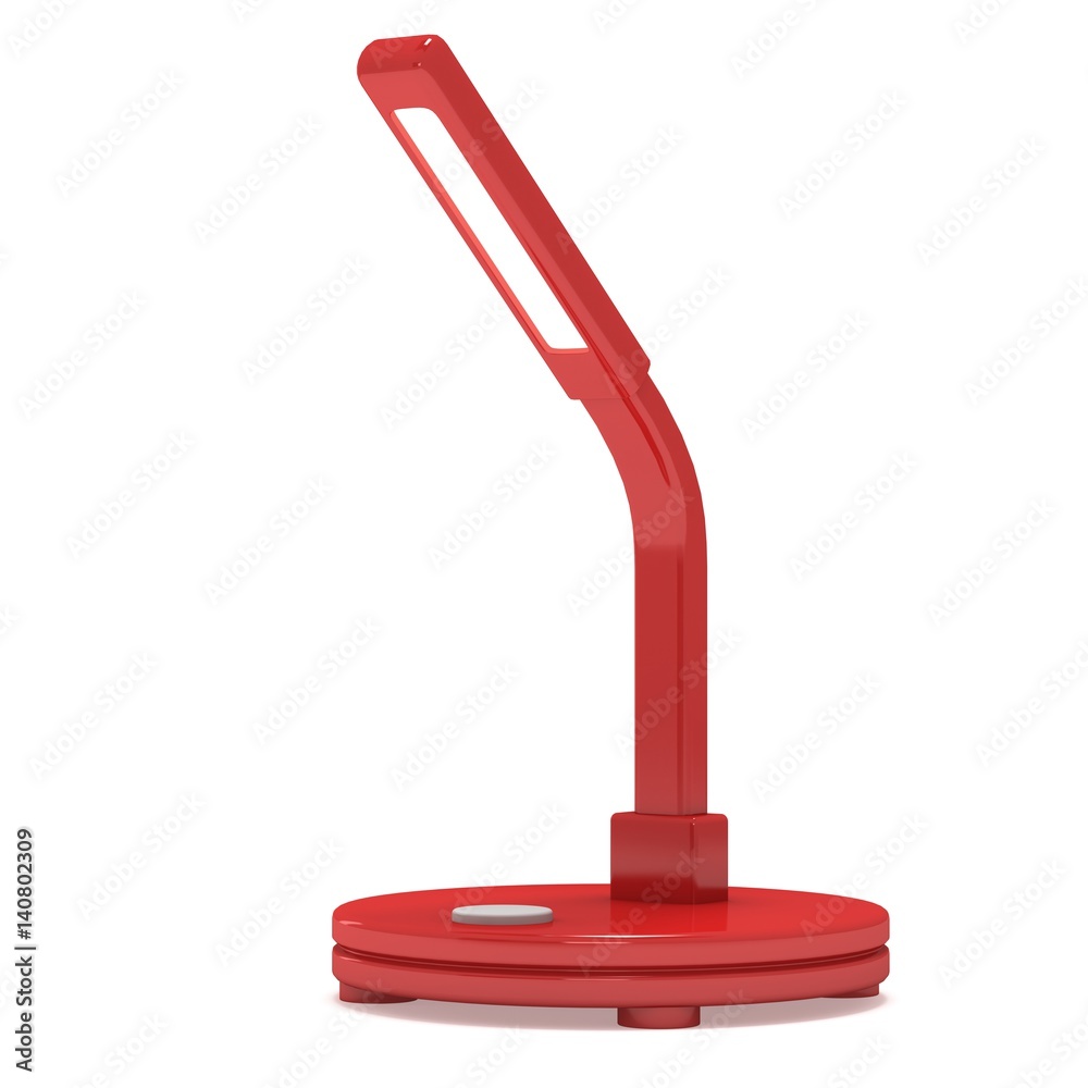 Led Sensor Desk Red Lamp. 3D render isolated on white background. Template for Object Presentation.