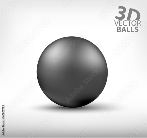 Dark grey realistic sphere single. 3D vector balls
