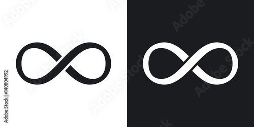 Vector infinity sign. Two-tone version on black and white background