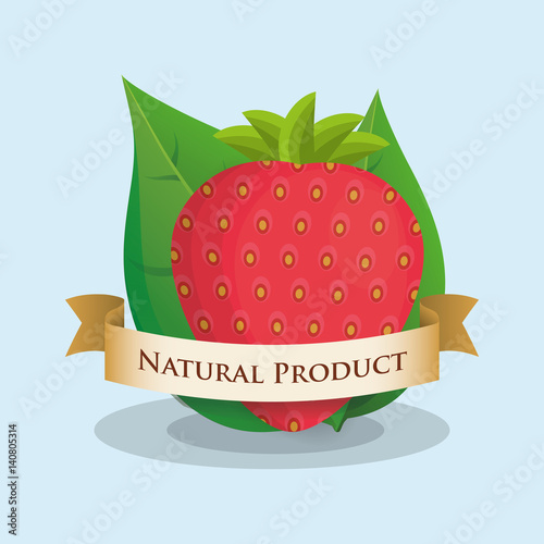 strawberry natural product ribbon design vector illustration eps 10