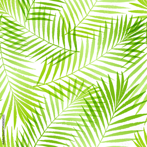 Summer tropical palm tree leaves seamless pattern. Vector grunge design for cards  web  backgrounds and natural product.