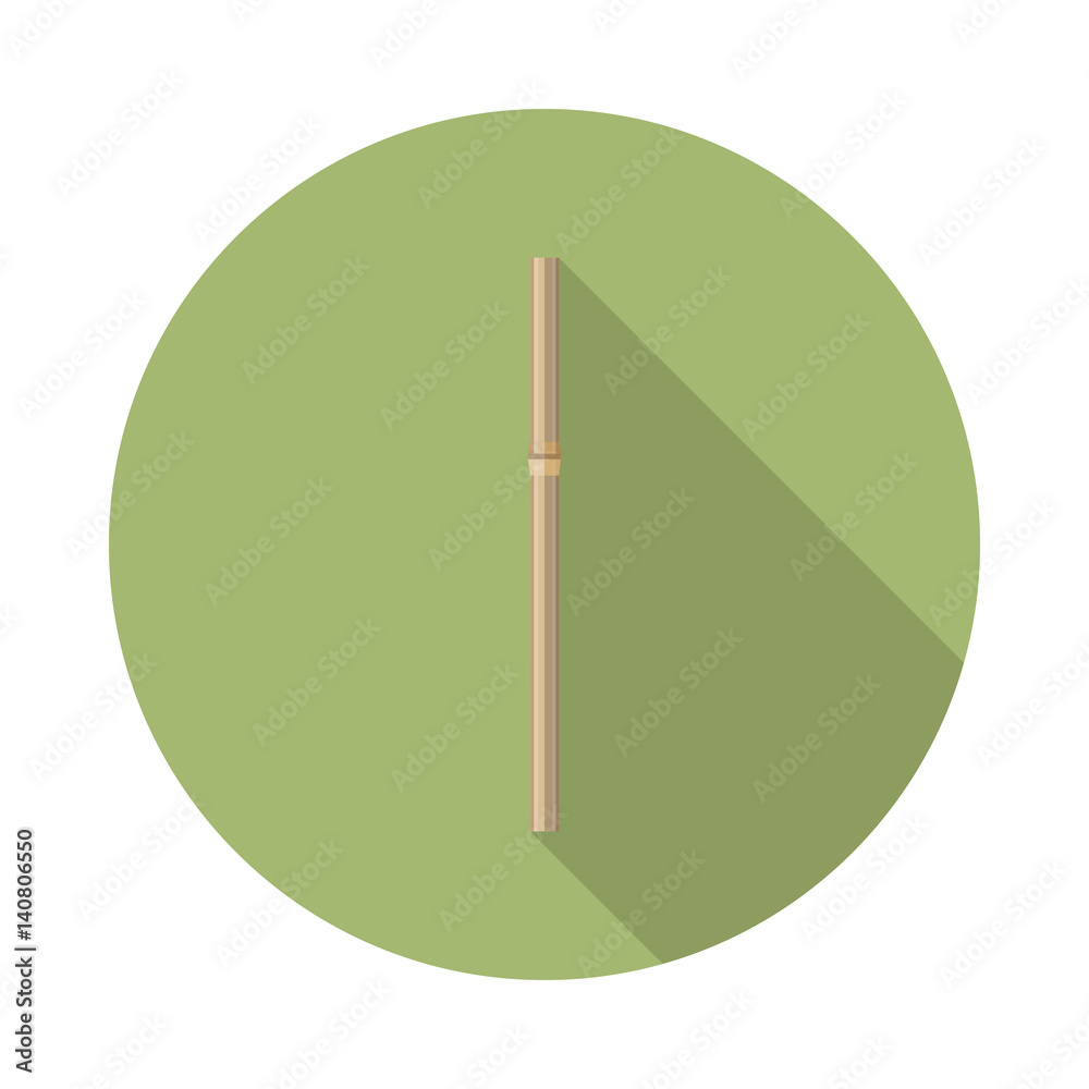 flat vector bamboo straw icon with long shadow in to green round geometric shape as zero waste, bpa and plastic free concept flat vector bamboo straw icon with long shadow in to green round geometric shape as zero waste, bpa and plastic free concept