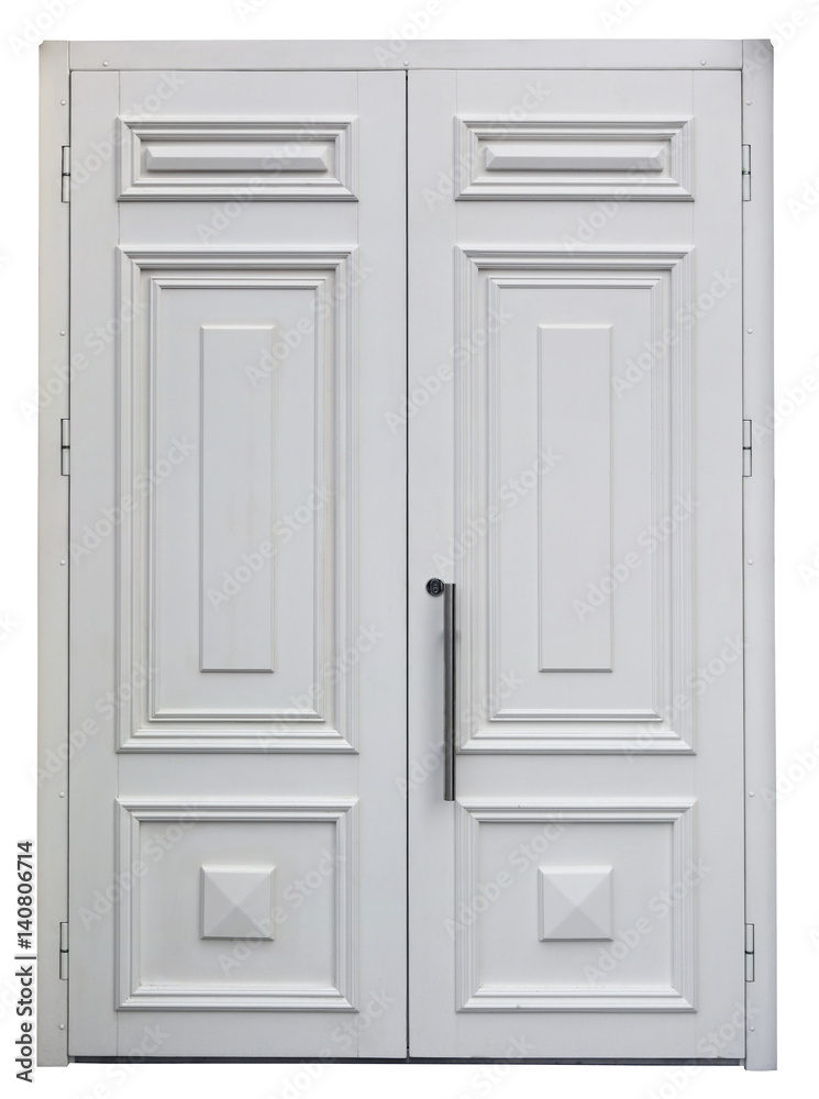 The modern reinforced wooden white street door in office