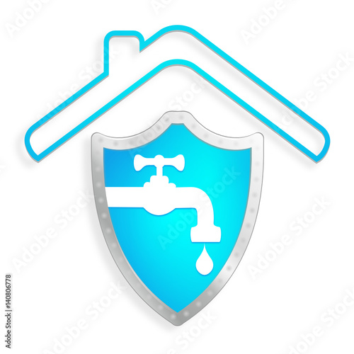 fuite d'eau dans la maison sur bouclier bleu