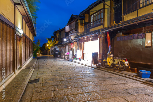 Japanese old town in Higashiyama District of Kyoto at night, Japan