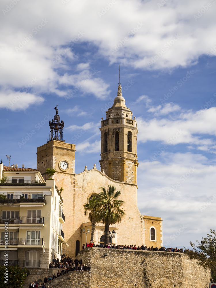 iglesia de San Bartolomé y Santa Tecla en Sitges, Barcelona, templo barroco del siglo XVII visita en Marzo de 2017