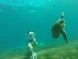 selfie avec une tortue sous-marine