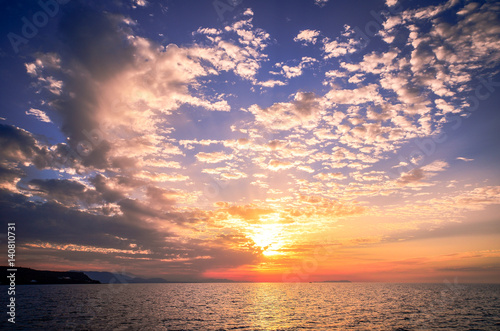 Sunset over aegean sea  Greece.