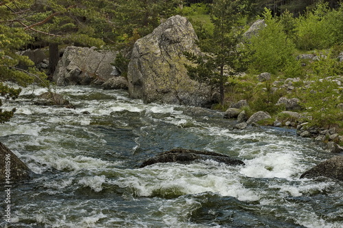 Beautiful view of the Rila mountain with river Iskar close up, Bulgaria 